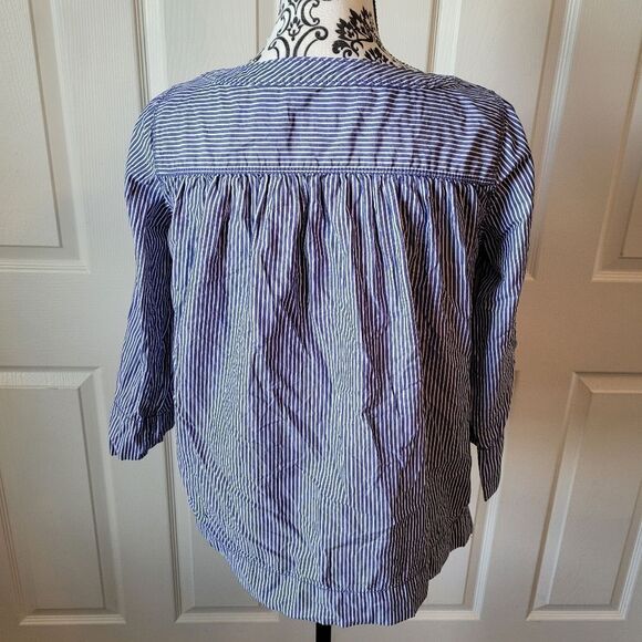 Liz Claiborne blue striped baby doll top - Picture 3 of 8